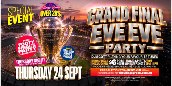 VILLAGE GREEN - Over 28s Public Holiday Eve